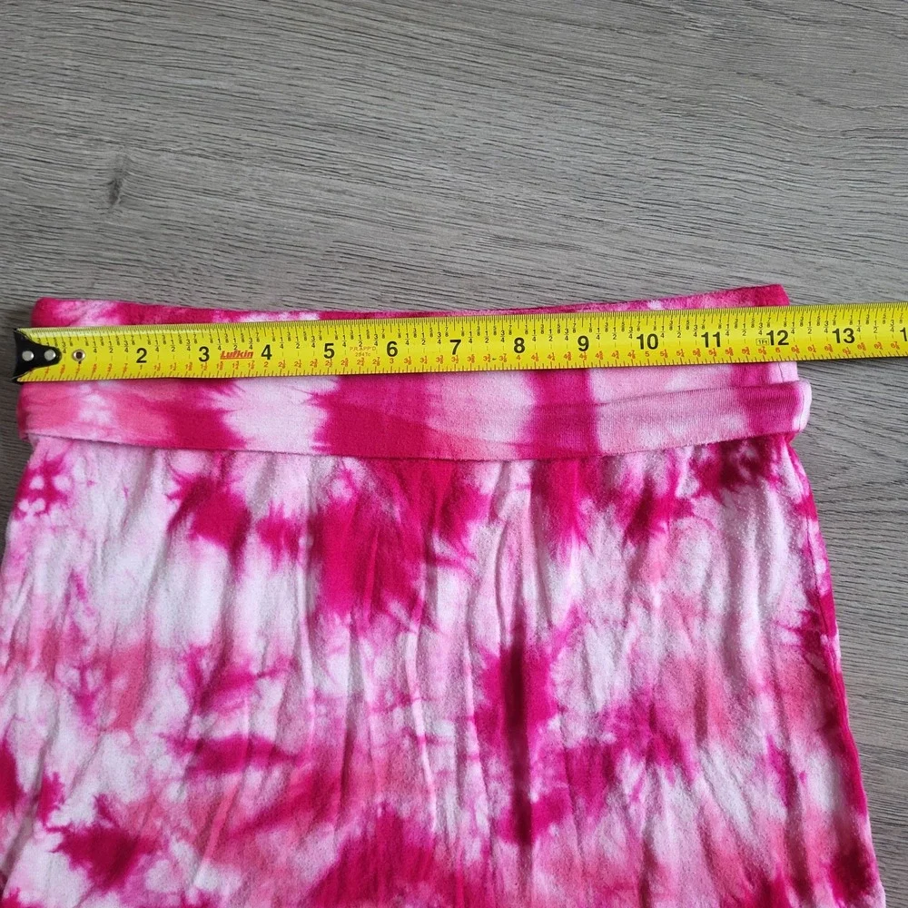 Justice Girls Pink Tie Dye Tiered Maxi Skirt Lace Trim Boho Festival Flowy 10